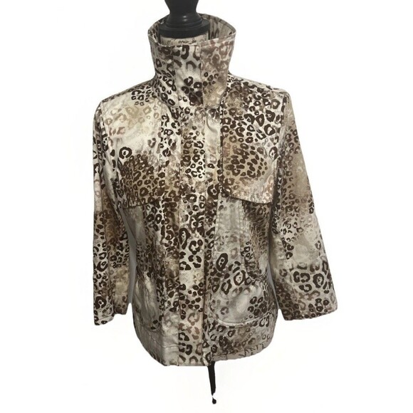 Multiples Animal Print Button Front Jacket Women’s Small Stretch Cotton Blend - Picture 3 of 10